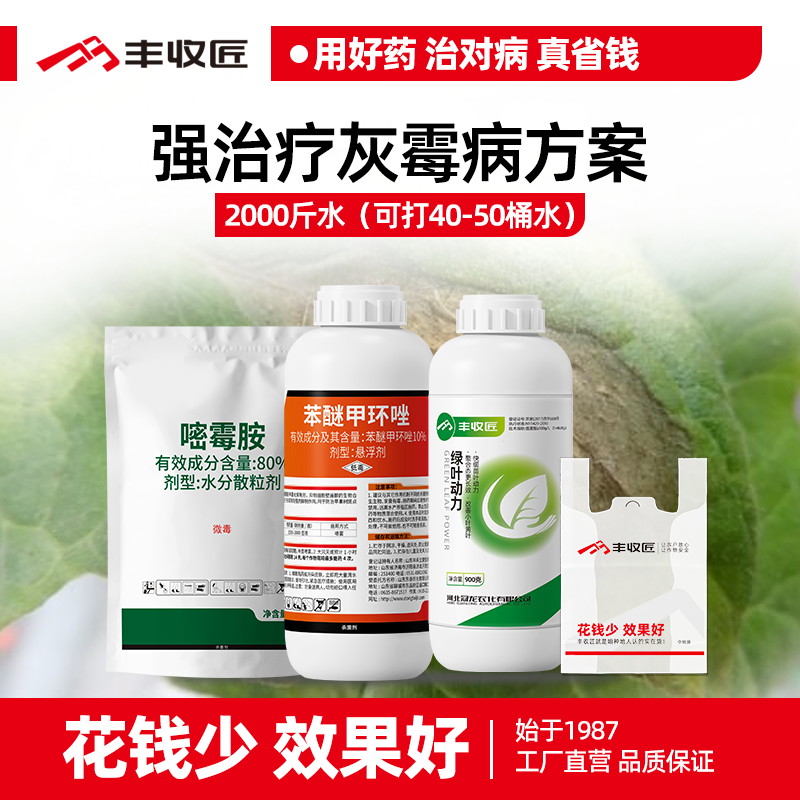 灰霉病强治疗杀菌套餐农药组合苯醚甲环唑嘧霉胺氨基酸水溶肥厂家