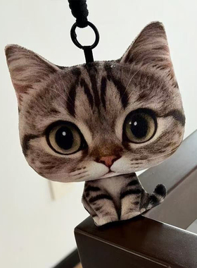 仿真大头猫咪毛绒玩偶挂件抽象猫公仔靠枕搞怪趣味钥匙扣女生礼物
