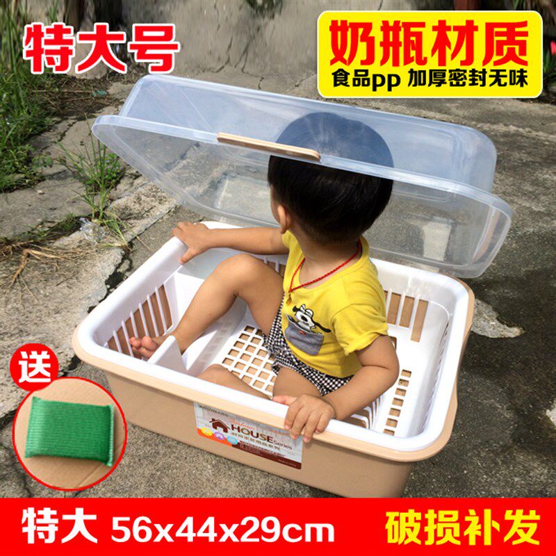 厨房特大翻盖熟胶塑料碗柜放碗沥水碗箱I装碗盘置物架  碗筷收纳