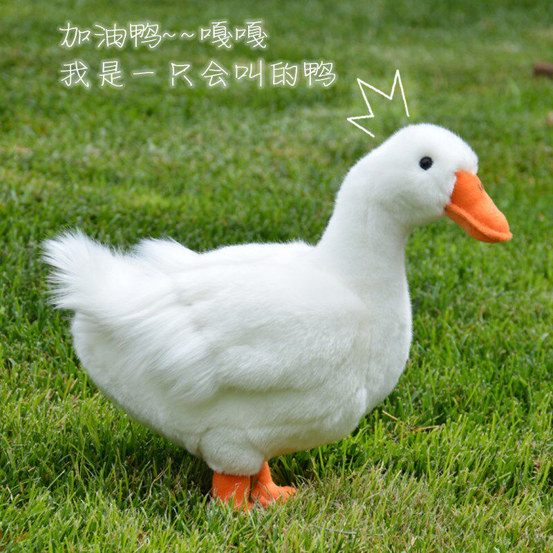 可爱大白鸭毛绒玩具公仔r仿真鸭子玩偶会叫的鸭子网红鸭布娃娃礼
