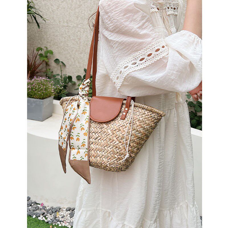 夏季编织包包女大容量20t24新款休闲海边度假菜篮子沙滩单肩水桶,箱包皮具/热销女包/男包,托特包,淘宝优惠券,粉丝福利购,淘宝优惠卷