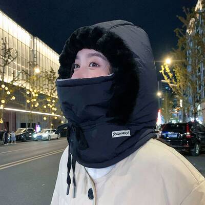 雷锋帽子冬季保暖男女护耳加绒加厚防寒面罩围脖一体帽防风骑行帽