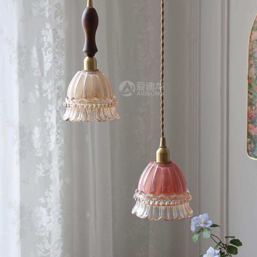 日式简约玻璃小吊灯 现代法式田园吧台过道入户橱窗卧室床头灯具