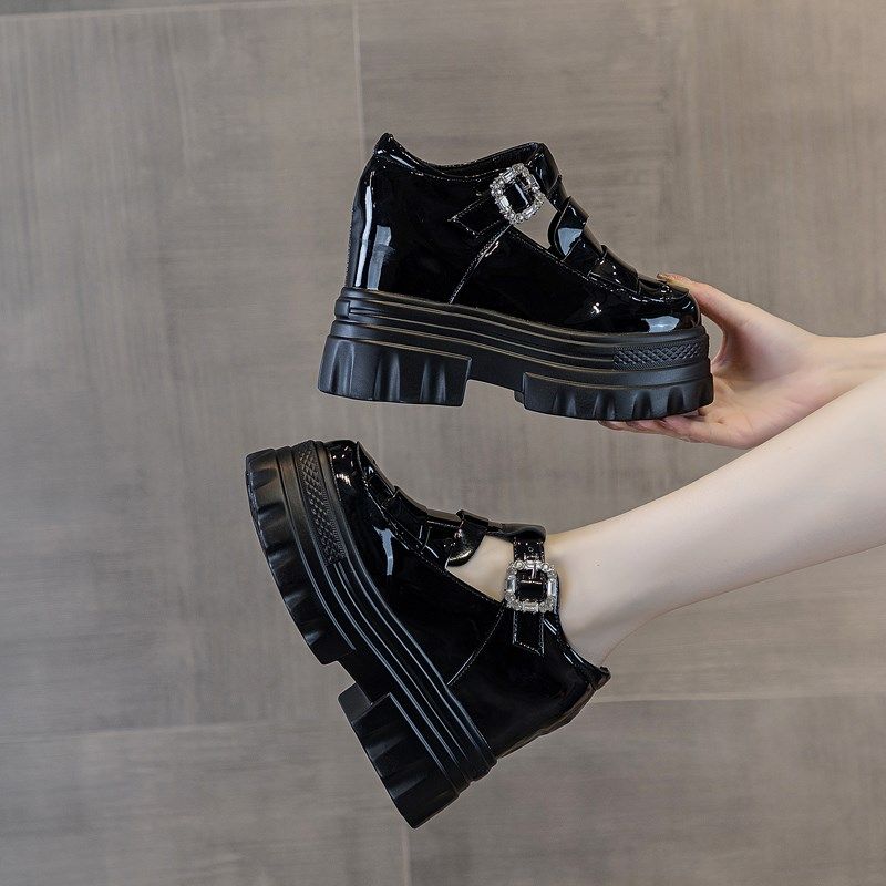 春季新款小皮鞋女小个子厚底v11公分超高跟黑色透气爆款内增高女,女鞋,深口单鞋,淘宝优惠券,粉丝福利购,淘宝优惠卷