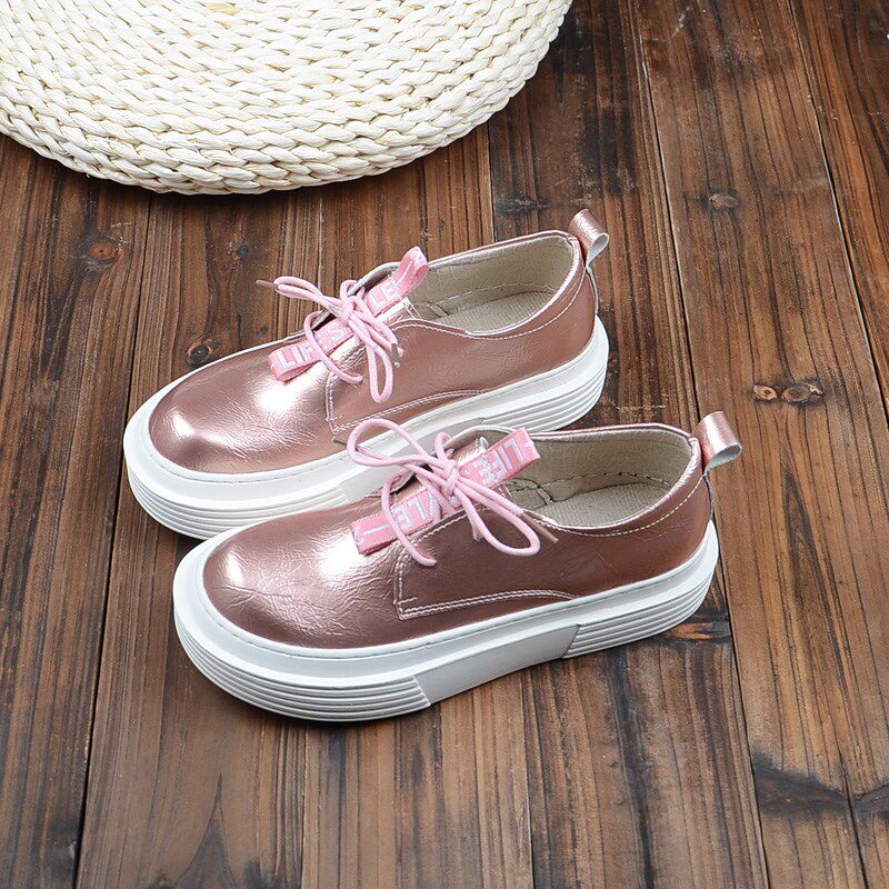 春季新款森系低帮平底亮面大头鞋女单鞋学生O休闲鞋厚底漆皮板鞋,女鞋,深口单鞋,淘宝优惠券,粉丝福利购,淘宝优惠卷