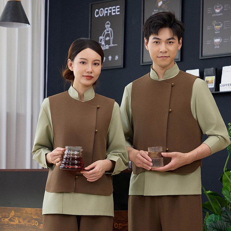 服务员工a作服秋冬长袖新款西餐厅酒店饭厅茶楼火锅店奶茶店加大