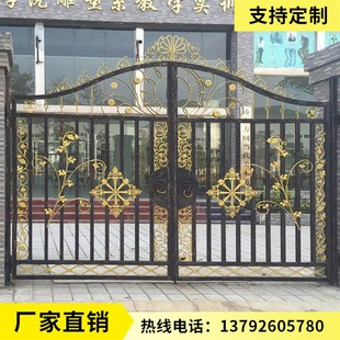 大铁门豪华别墅庭院门农村大铁门铸铁进户门N铁艺围墙门院子对开