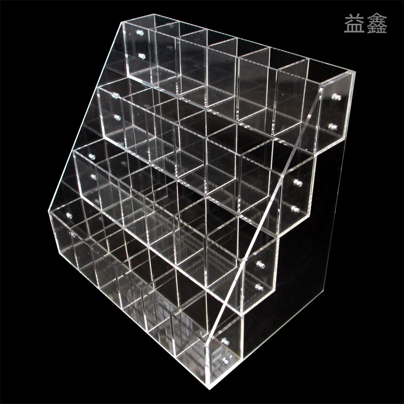 阶梯形展示盒收纳陈列格亚克力有机玻璃柜透明笔架U口红化妆品商