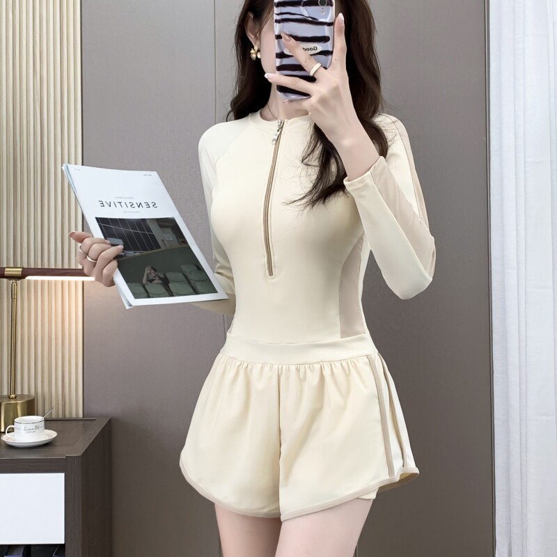 温泉泳衣女2024新款连体长袖遮肉显瘦M平角学生保守运动游泳衣,运动/瑜伽/健身/球迷用品,连体泳衣,淘宝优惠券,粉丝福利购,淘宝优惠卷