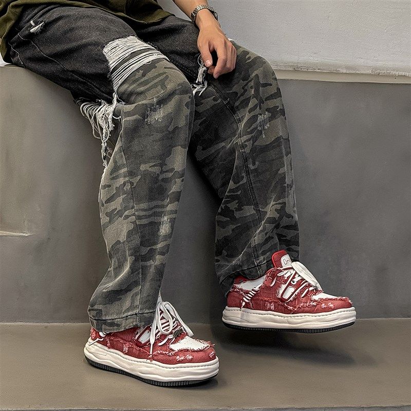 小众设计感溶解底k增高鞋7cm男女红色厚底帆布板鞋情侣鞋子男鞋潮,流行男鞋,休闲板鞋,淘宝优惠券,粉丝福利购,淘宝优惠卷