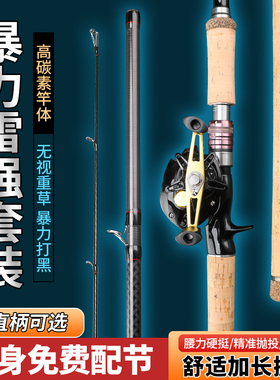 雷强竿套装碳素重雷轻雷打黑鱼竿枪直柄XIH甩锚杆远投海钓抛路亚