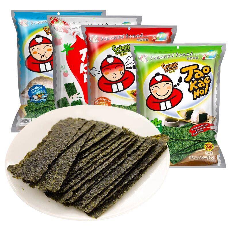 新货泰国进口TaoKaeNoi小老板海苔老板即食炸海苔片小孩儿童脆紫