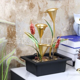 home decor跨境招财流水摆件电视柜办公室前台桌面摆件循环流水