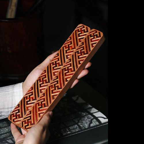 老山檀香嵌小叶紫檀万字锦地纹镇尺镇纸文房四宝书房用品摆件收藏