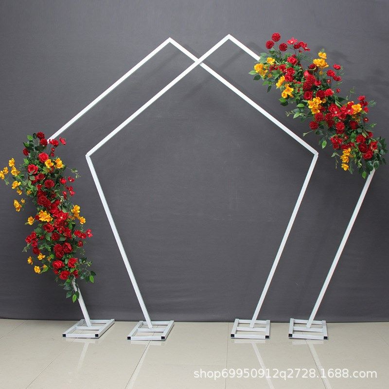 婚庆道具铁艺五边形架子几何异形花门森系婚礼拱门舞台装饰背景墙