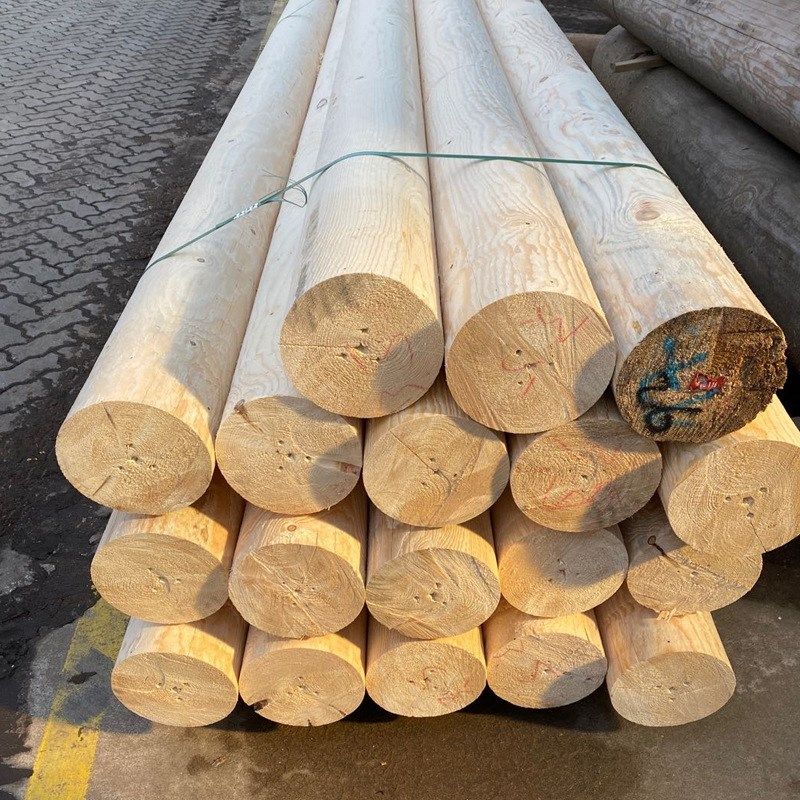 专业户外樟子松木圆柱防腐木圆柱圆木棒原木杉木柱花旗松圆柱