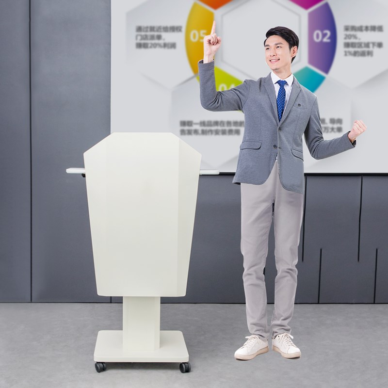 电动升降演讲台办公室会议室发言台简约现K代前台接待台讲台演讲