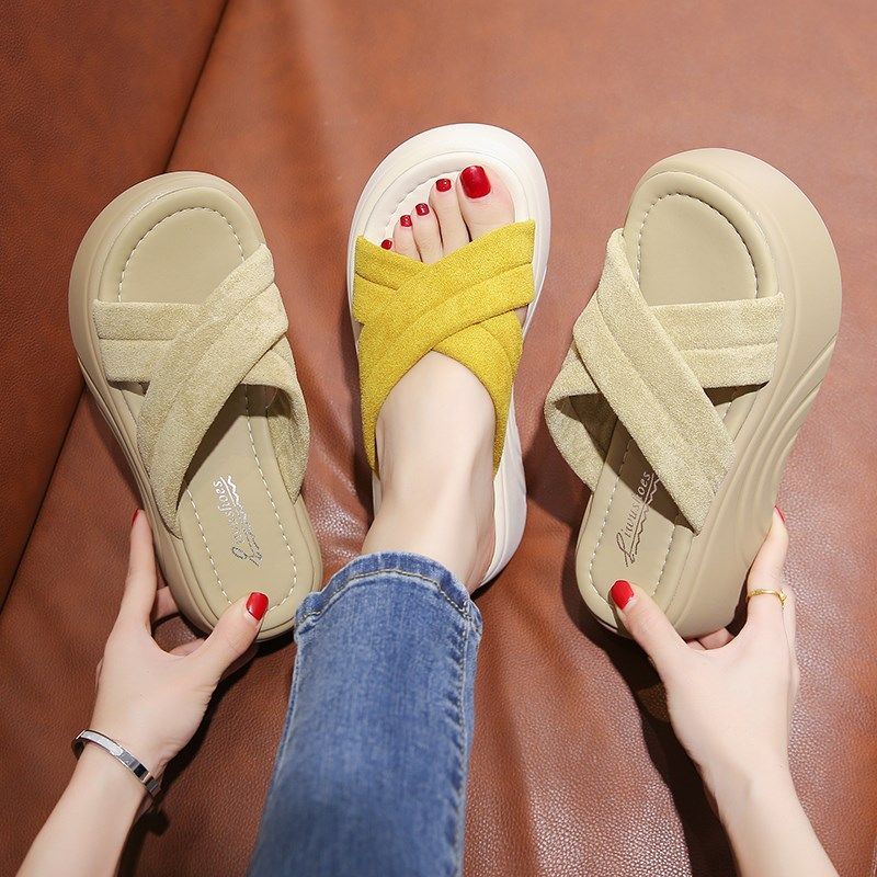 凉拖鞋女厚底松糕2025新v款夏季增高高跟软底外出休闲沙滩鞋小码3,女鞋,一字拖,淘宝优惠券,粉丝福利购,淘宝优惠卷