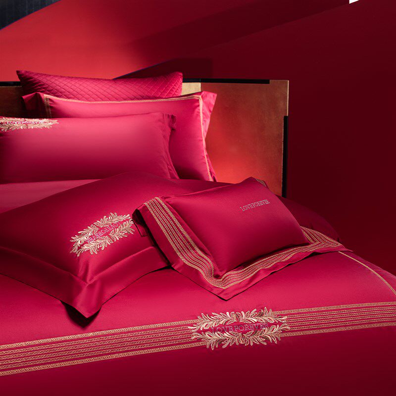 婚庆大红色c结婚四件套全棉刺绣婚礼床单被套婚房喜庆喜被床上用,床上用品,婚庆床品套件,淘宝优惠券,粉丝福利购,淘宝优惠卷