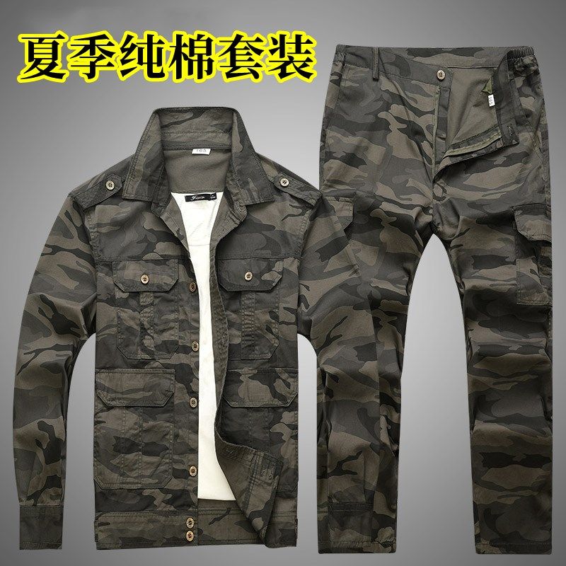 夏季纯棉工作服套装男士薄款劳保服耐磨电焊工服T防烫长袖工厂工