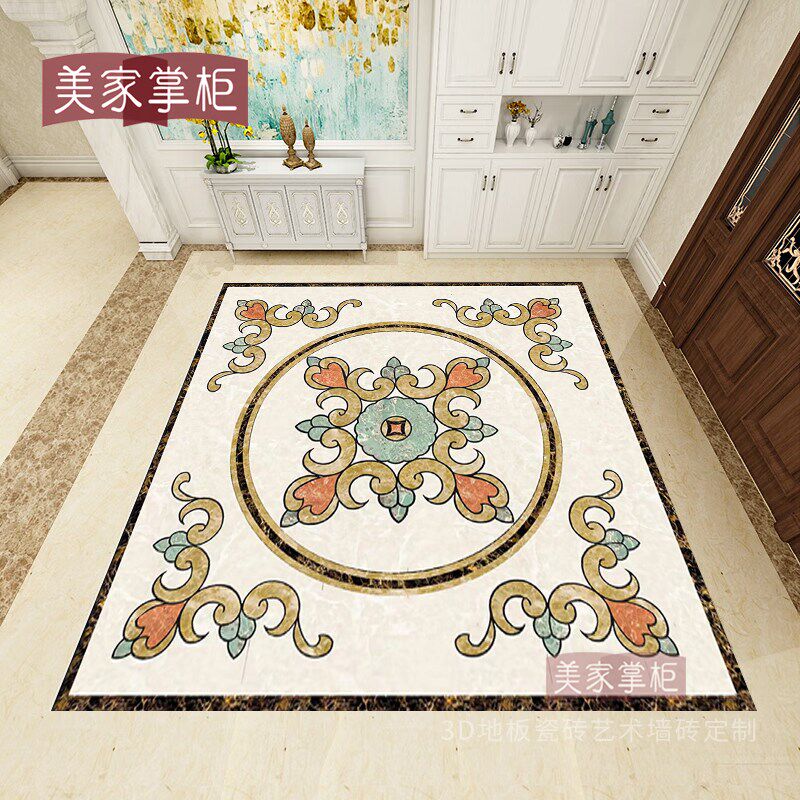 新款中式拼花地砖定做别墅进门入户玄关客厅造型釉面瓷砖80.0x800