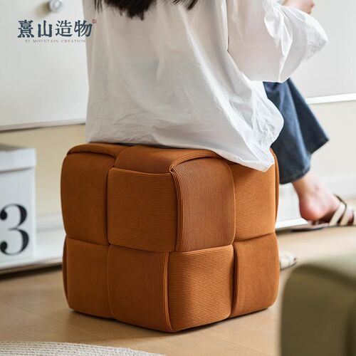优凡造物 矮凳网红奶油风沙发客厅脚踏坐墩门口换鞋Y凳方凳小凳子