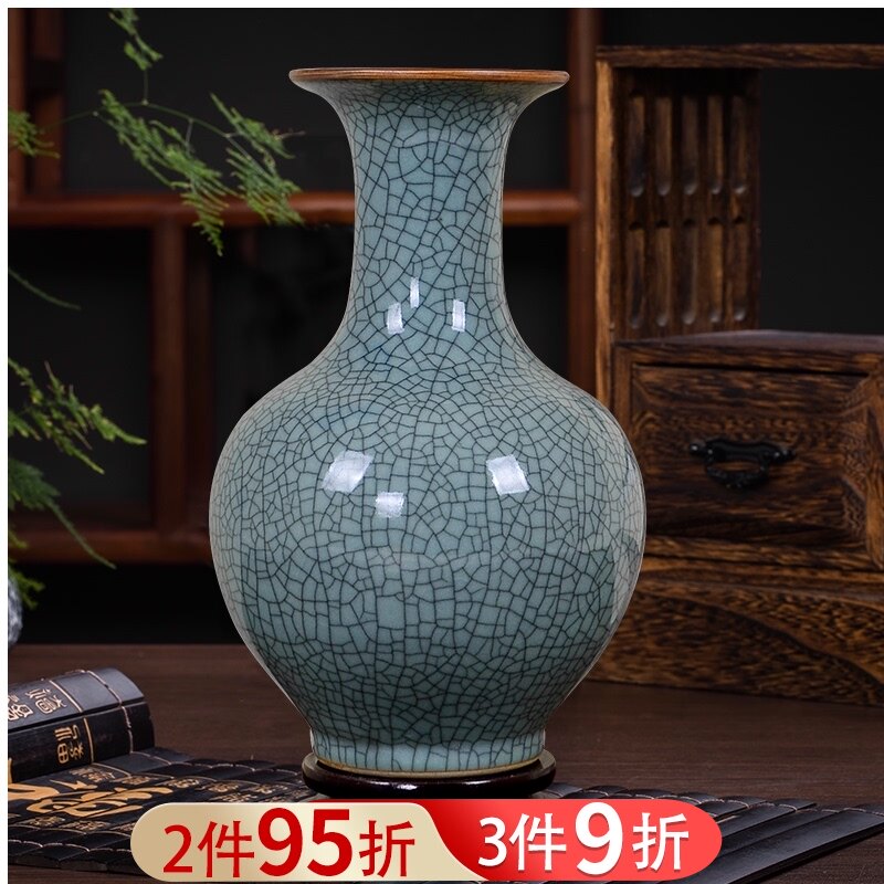 景德镇陶瓷器仿古官窑青花瓷花瓶摆件客厅插花中式家居客厅装饰品