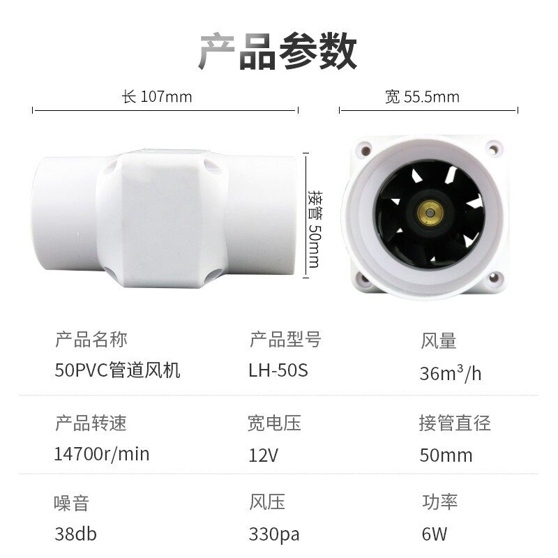 九叶风微小排风扇50微型管风机2寸3寸管道抽风机迷你小型抽烟机