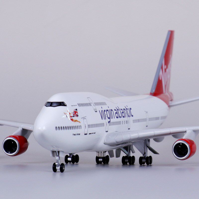带轮子波音b747仿真飞机模型民航C拼装维珍航空组装航模客机47厘