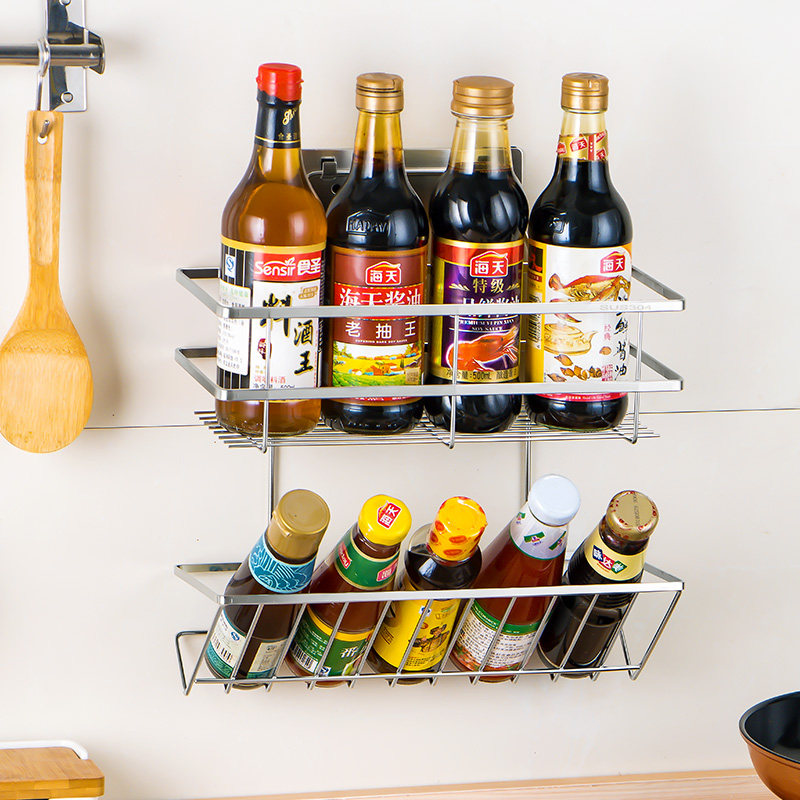 厨房调料品置物架不锈钢壁挂式多功能斜放L调料架子油盐酱醋收纳