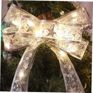 strung decorate ribbons CRhristmas tree lights Christmas