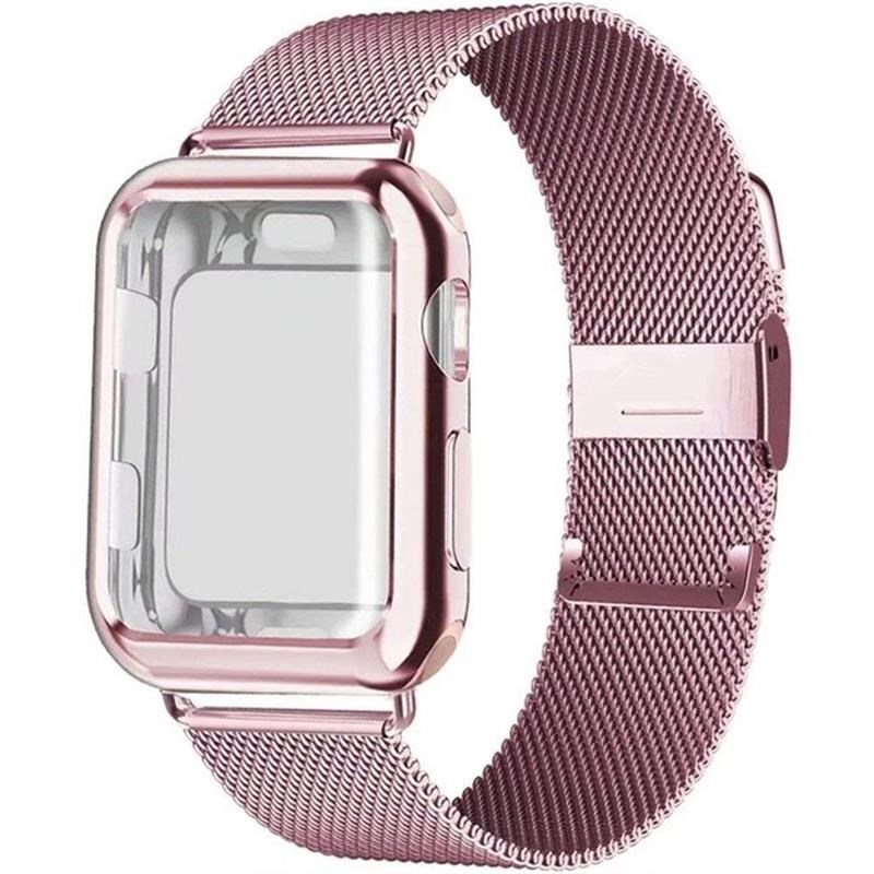 Milanese Loop band qwith case适用Apple Watch987/6/se/5/4/3/2