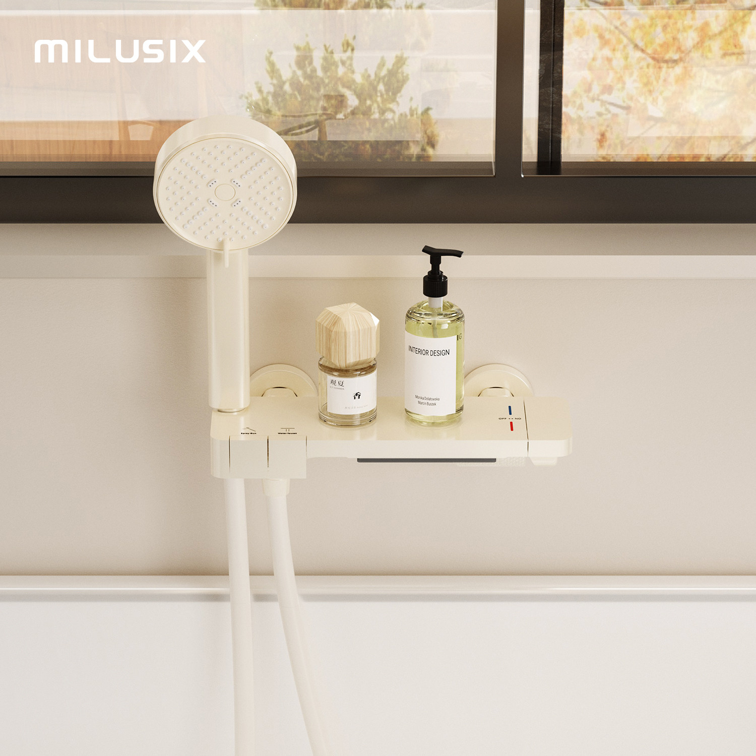 MILUSIX极简精铜瀑布式浴缸龙头