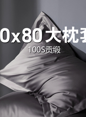 100支贡缎灰色特大号枕套大尺寸50x80cm一个加大枕头套家用一对装