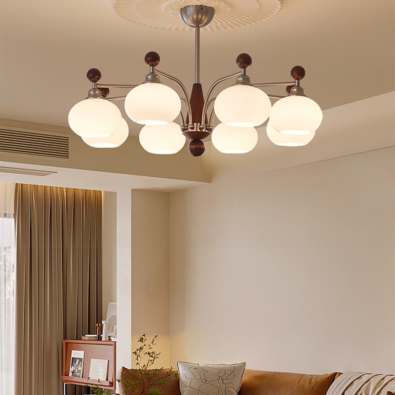 中世纪风格客厅吊灯中式风大气主灯2025覆古柿子吊灯全屋中山灯