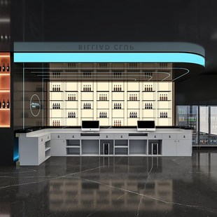 现代台球厅专用吧台收银台电竞网咖前台清吧小酒馆转角收银接待台