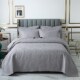 V3FP深灰色绗缝床盖三件套缝衍被纯色柔软可水洗空调被秋冬床单多