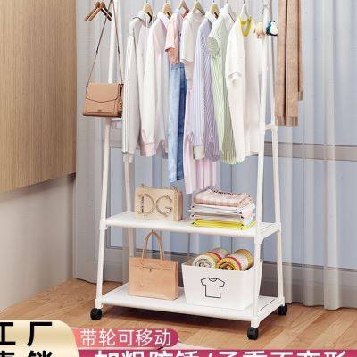 简易衣帽架落地式卧室挂衣架可移动加粗晾衣杆小型家用置物架结实