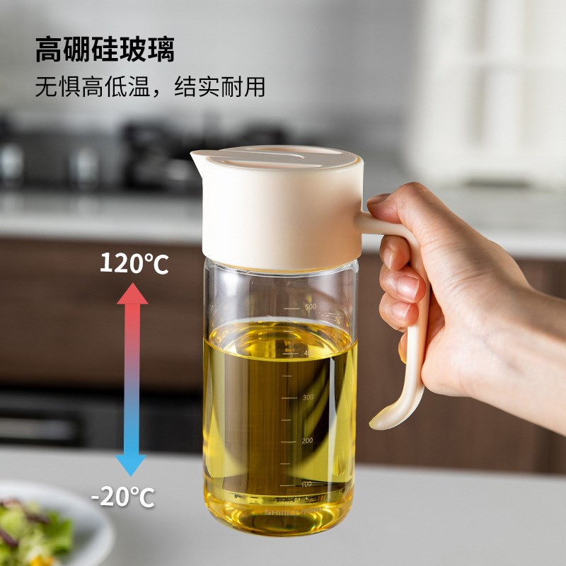 lissa高硼硅玻璃油壶防漏油罐不挂油重力自动开合酱油醋油瓶500ml