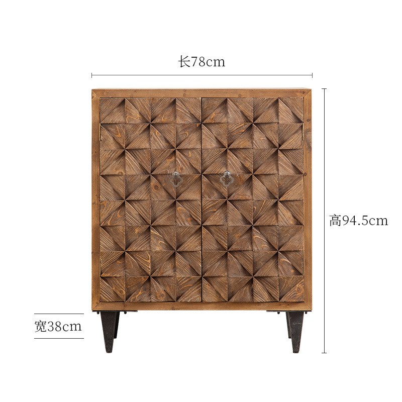复古客厅收纳民宿实用双门玄关柜  美式网红风酒店实木储物餐边柜