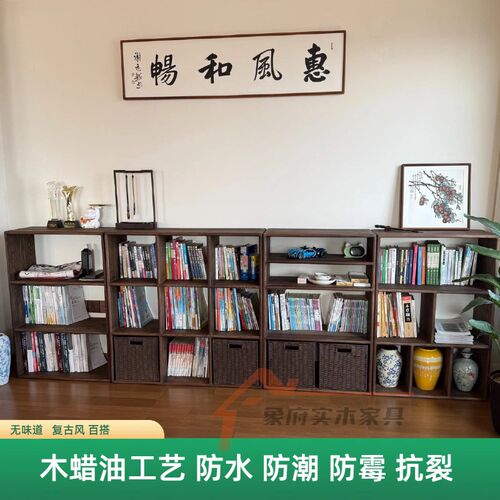 半墙书柜置物柜隔断柜r实木书柜客厅半墙书柜儿童落地书架