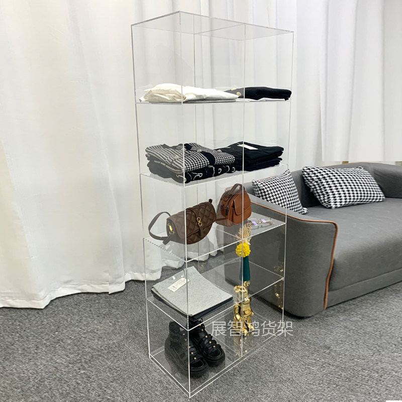 服装店多层展示架鞋子包包落地透明压克力置物Q架货架展示柜子定