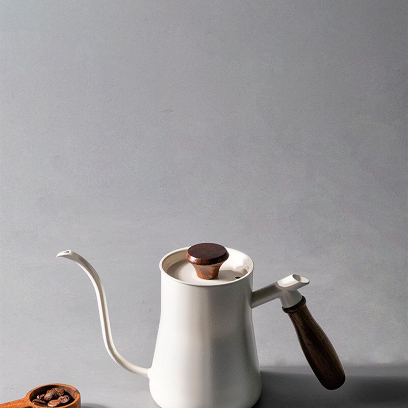 白色手冲壶304不锈钢长嘴壶分享煮细口壶挂耳Q手冲咖啡壶加热家用
