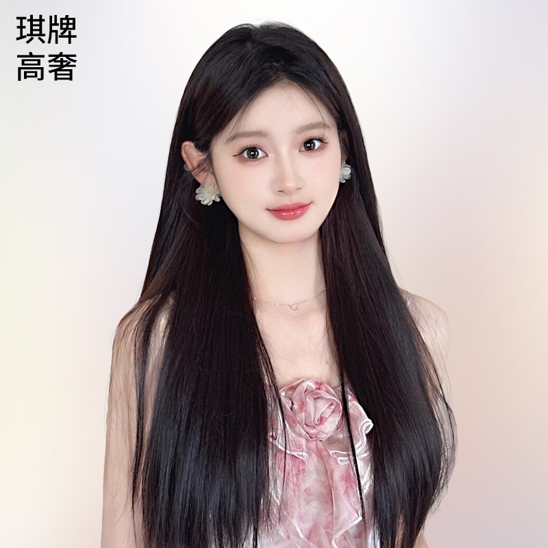 琪牌假发女真发防滑m封边递针中长直发蓬松透气隐形逼真全真发头