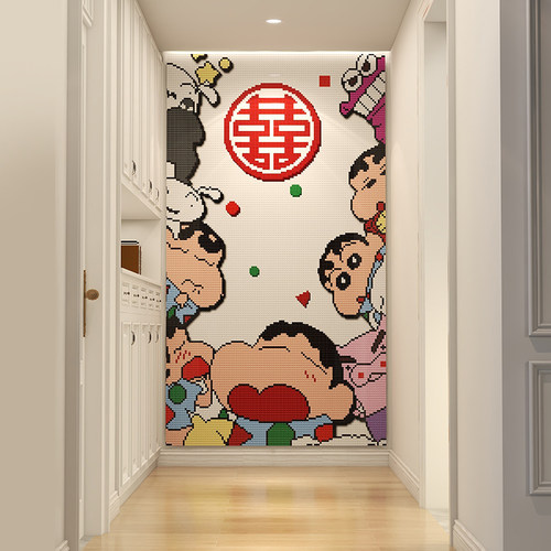 家用积木墙背景设计 走廊玄z关装饰积木墙 儿童房可上墙积木