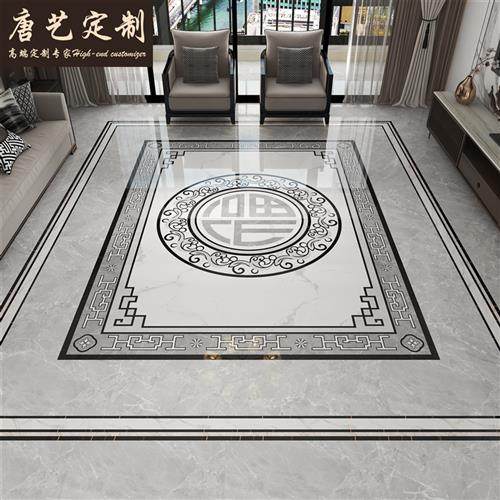 客厅拼花瓷砖e800x800 饭厅拼花地砖入户玄关Q拼图瓷砖过道地毯花