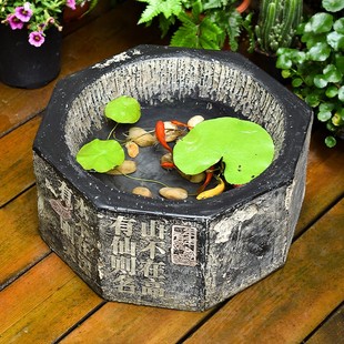 庭院小花a园阳台鱼池造景摆件户外鱼缸仿石槽水景观小院天台布置