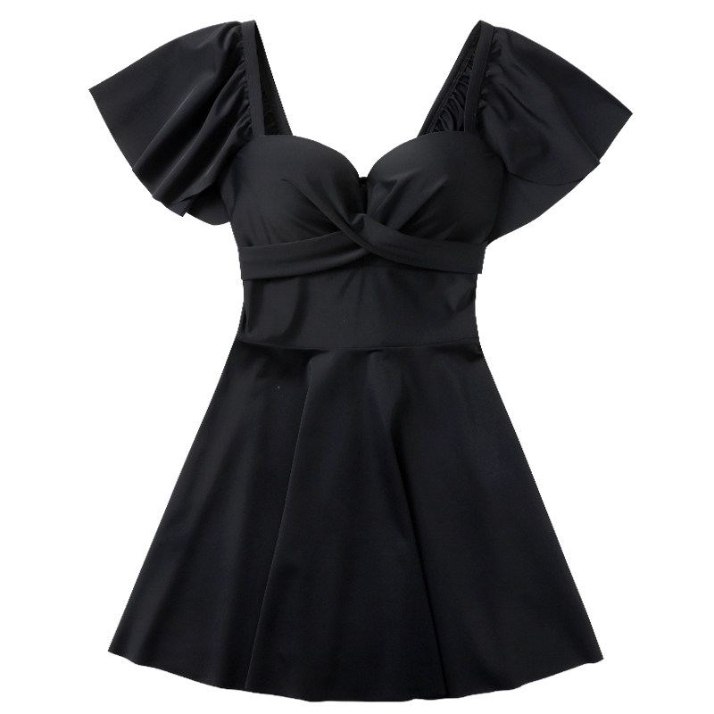 泳衣女连体裙式保守显瘦遮肚大胸小胸钢J托聚拢平角泡温泉大码泳