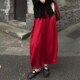 感大r码 亚麻裤 女2025夏季 酒红色洋气宽松时尚 新款 休闲风简约阔腿
