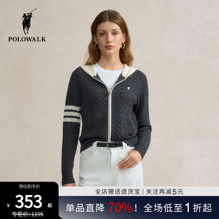 针织衫 女式 长袖 TB风 连帽设计感针织开衫 2025秋季 POLOWALK女装 新品